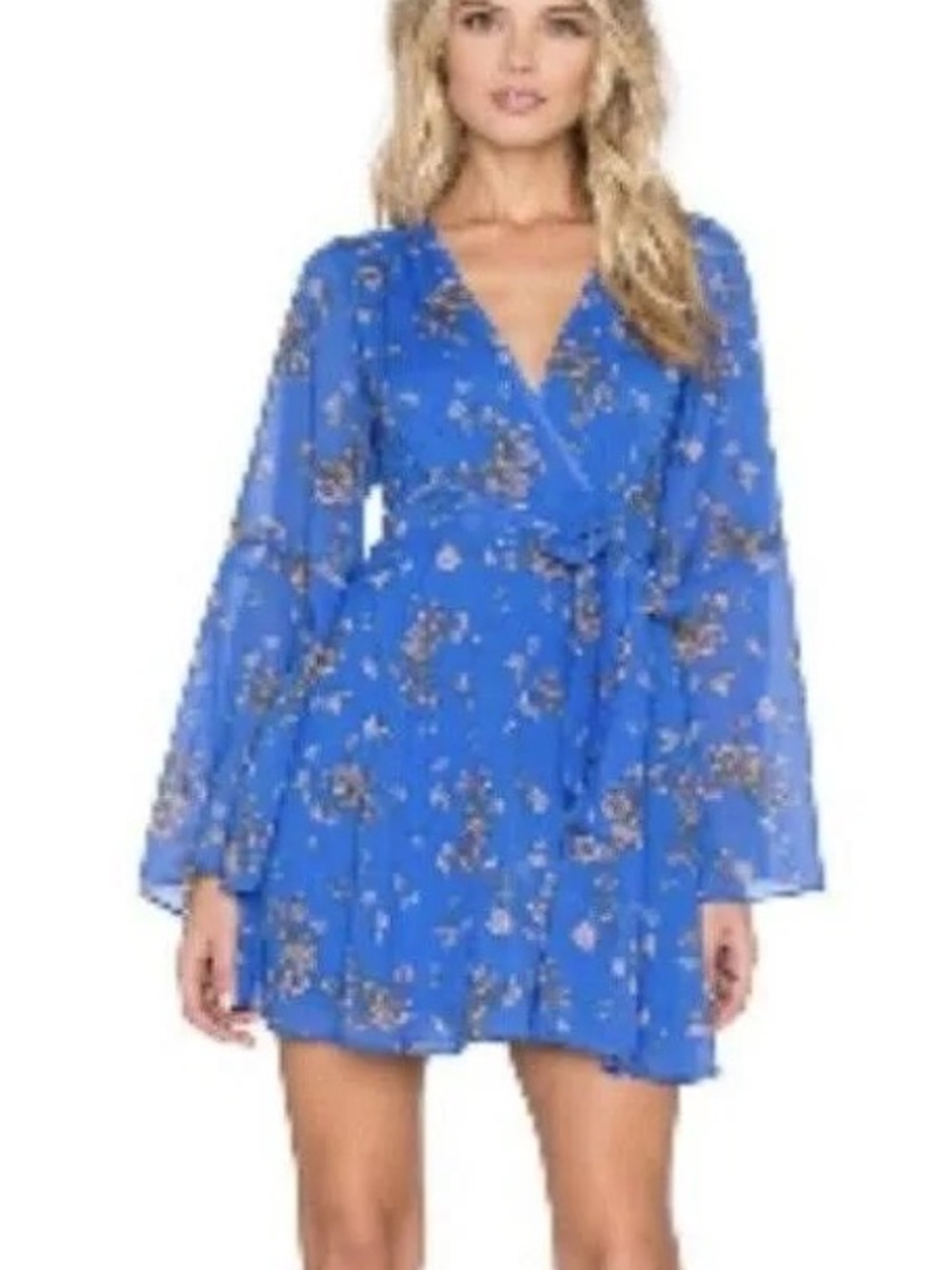 Free People Lilou Printed Dress in Cobalt Combo